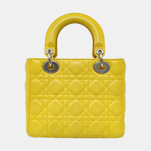 Authenticated pre-owned Lady Dior Small Cannage Lambskin Yellow - Tote Bag at Looply