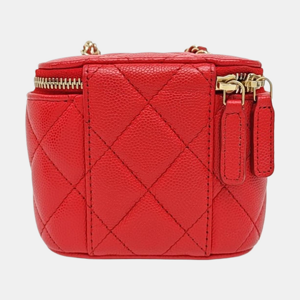 VANITY CASE Mini Quilted Lambskin Red