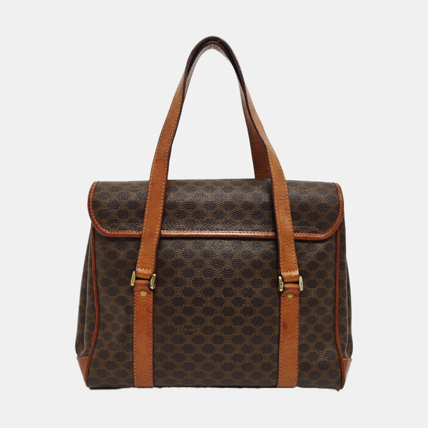 Coated Canvas Top Handle Bag Brown