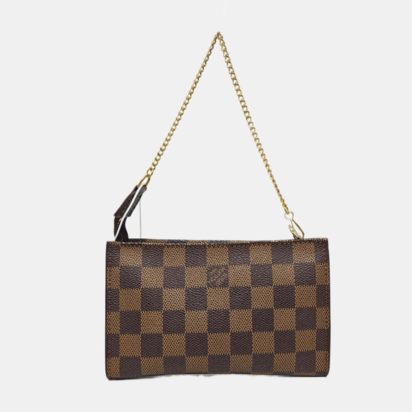Authenticated pre-owned BUCKET Damier Ebene Coated Canvas Brown - Clutch at Looply