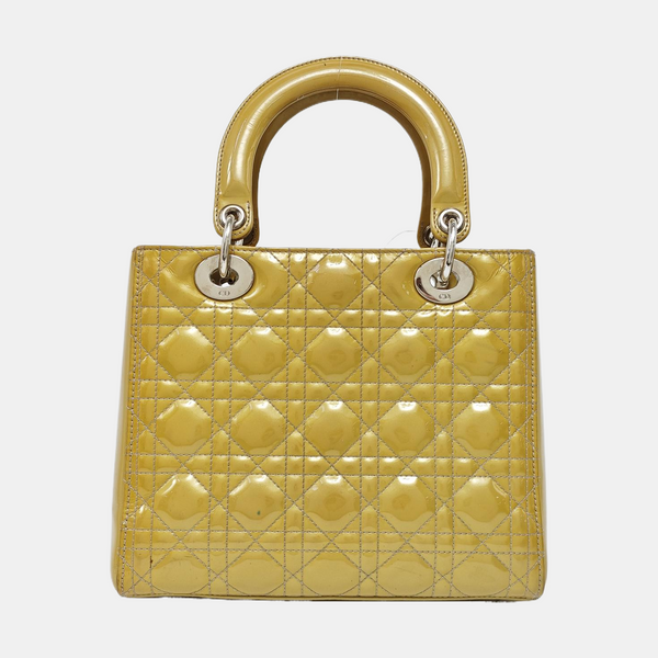 Lady Dior Medium Cannage Patent Leather Yellow