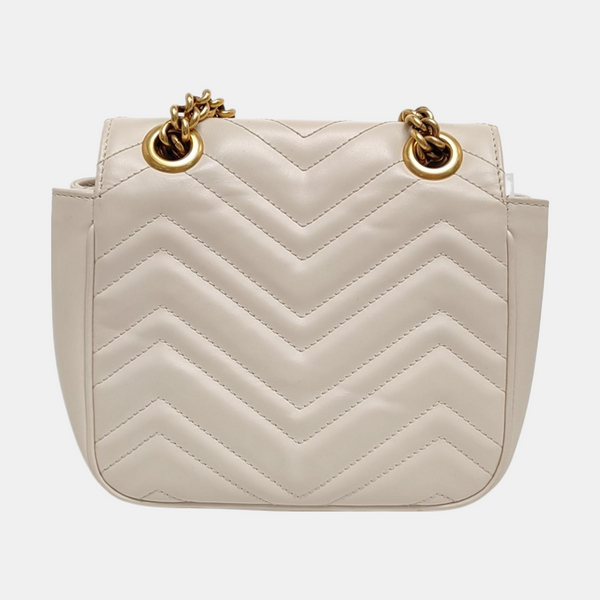 GG Marmont Mini Quilted Calfskin White
