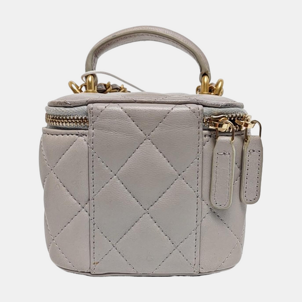 VANITY CASE Mini Quilted Lambskin Gray