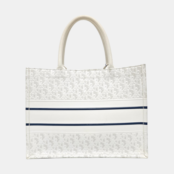 Book Tote Medium Oblique Calfskin White