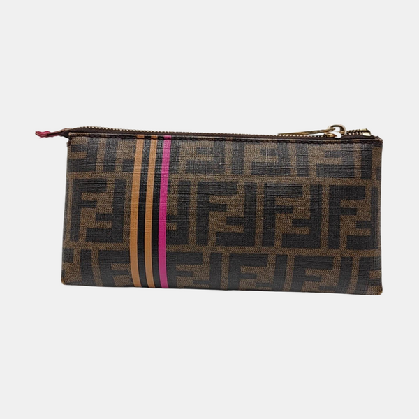 Coated Canvas Clutch Brown
