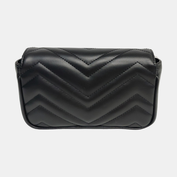 GG Marmont Mini Chevron Piel de Cordero Negro