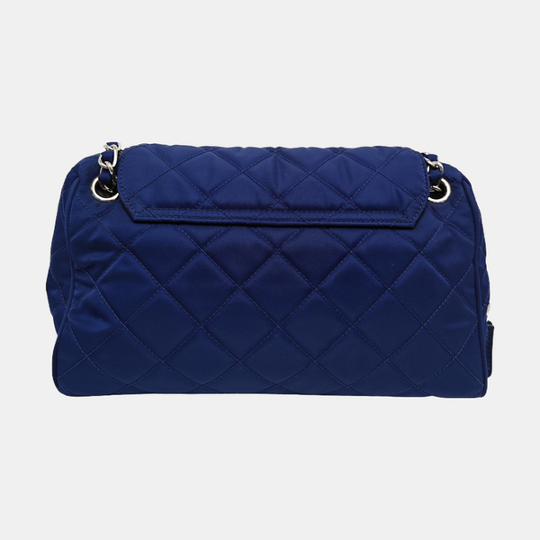 Quilted Nylon Shoulder Bag Blue
