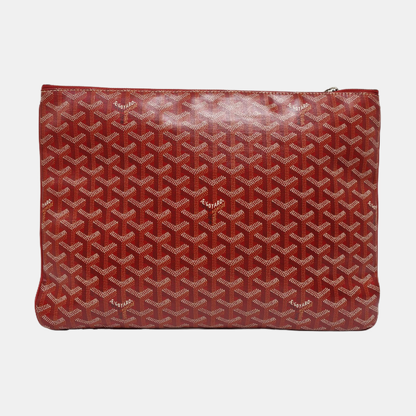 Coated Canvas Clutch Red
