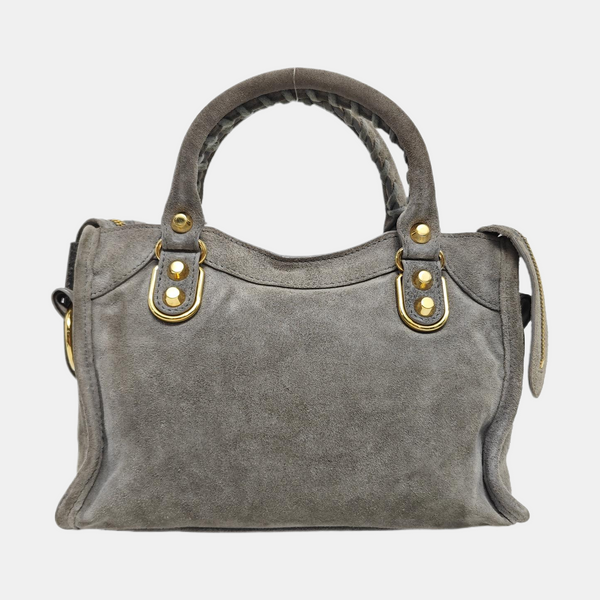 Classic Metallic Edge City Mini Suede Gray