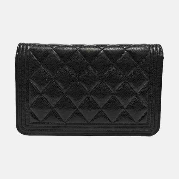 BOY CHANEL Mini Quilted Grained Calfskin Black