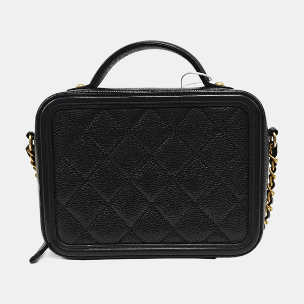 FILIGREE Small Quilted Grained Calfskin Black