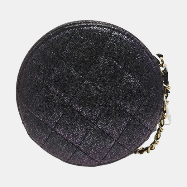 ROUND Quilted Calfskin Metallic