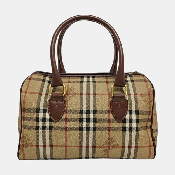 Coated Canvas Top Handle Bag Beige