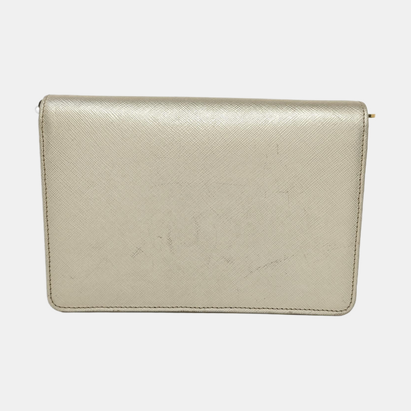 Saffiano Calfskin Shoulder Bag Gold
