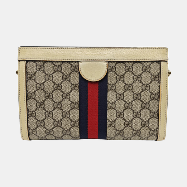 Ophidia Small Monogram Coated Canvas Beige