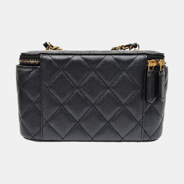 VANITY CASE Small Quilted Grained Calfskin Black