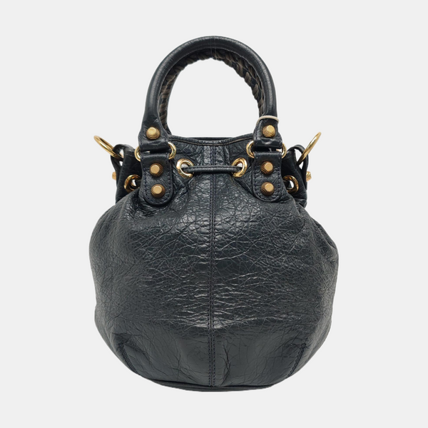 Pompon Bag Calfskin Gray