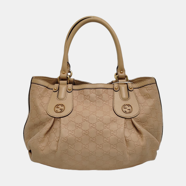Sukey Monogram Calfskin Beige