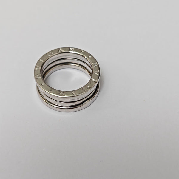 B.ZERO1 18k White Gold Silver Ring EU 53