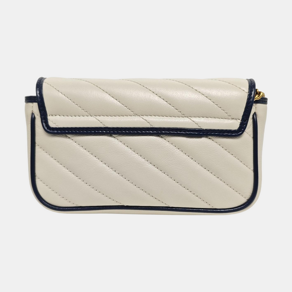 GG Marmont Super Mini Quilted Calfskin White