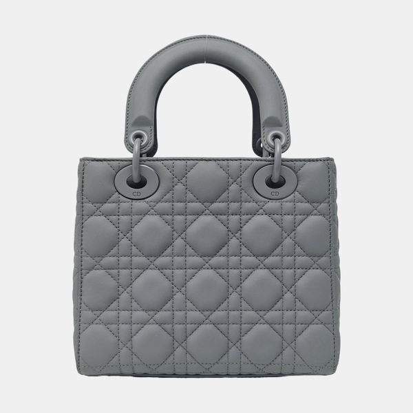 Lady Dior Small Cannage Lambskin Gray