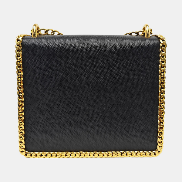 Saffiano Calfskin Shoulder Bag Black