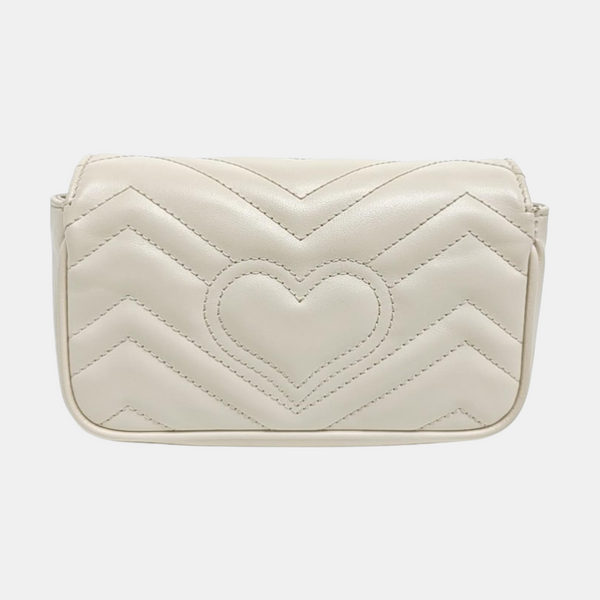 GG Marmont Mini Quilted Calfskin White