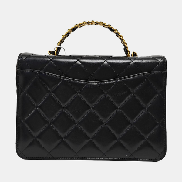 Quilted Calfskin Shoulder Bag Small Black