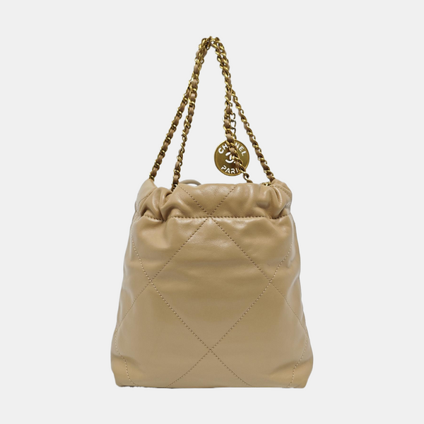 CHANEL 22 Mini Quilted Calfskin Beige