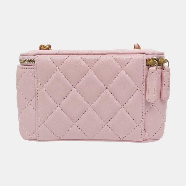 VANITY CASE Small Quilted Lambskin Pink