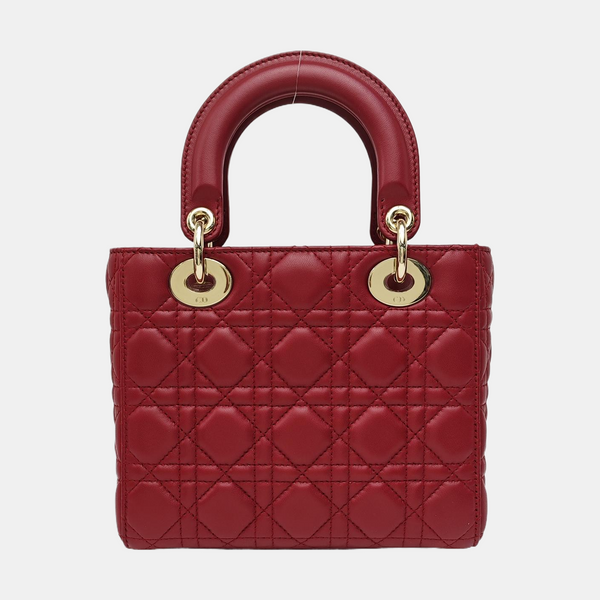 Lady Dior Small Cannage Lambskin Red