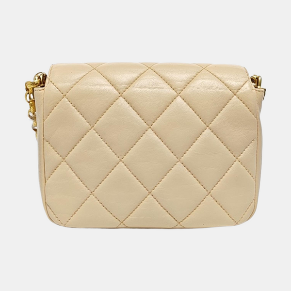 Small Quilted Lambskin Beige
