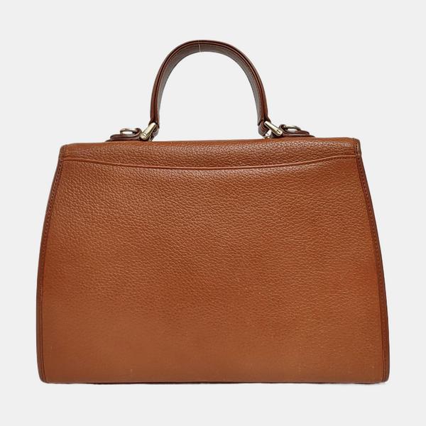 Calfskin Top Handle Bag Brown