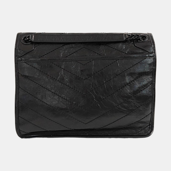NIKI Medium Chevron Calfskin Black