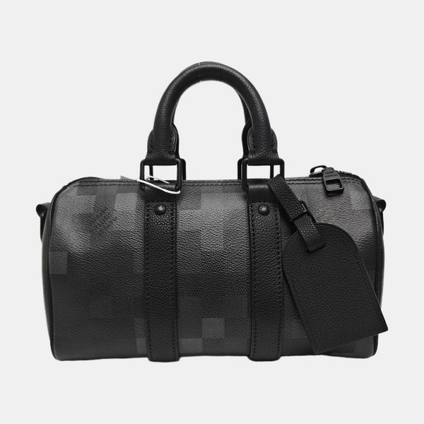 KEEPALL 25 Damier Graphite Coated Canvas Black