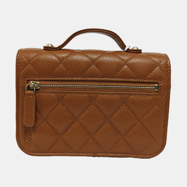BUSINESS AFFINITY Quilted Grained Calfskin Brown