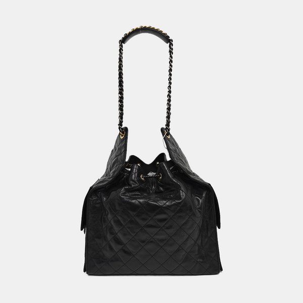 CHANEL 25 Medium Quilted Calfskin Black