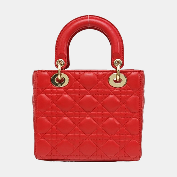 Lady Dior Small Cannage Lambskin Red