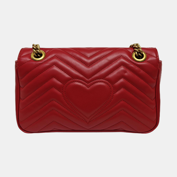 GG Marmont Medium Quilted Calfskin Red
