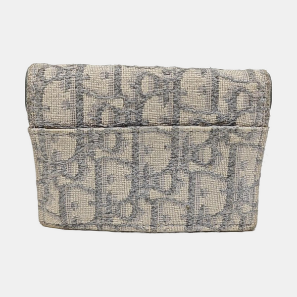 Saddle Mini Oblique Fabric Gray Wallet
