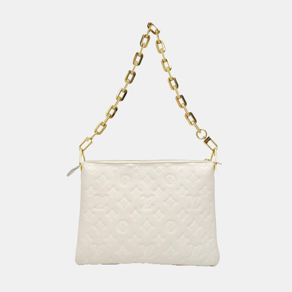 COUSSIN PM Monogram Calfskin White