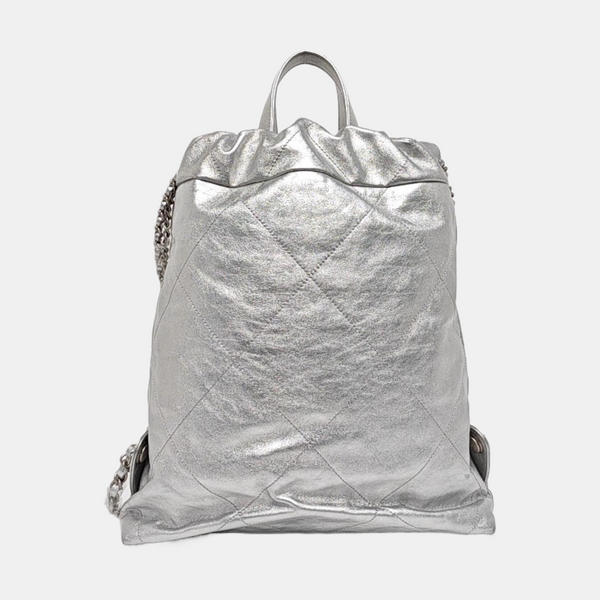 CHANEL 22 Small Quilted Calfskin Silver