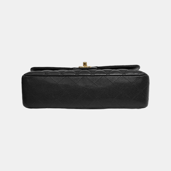 CLASSIC FLAP Medium Quilted Grained Calfskin Black