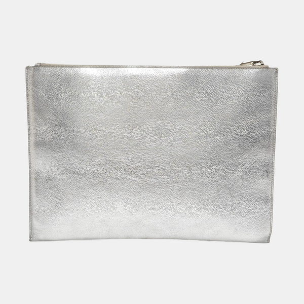 Calfskin Clutch Silver