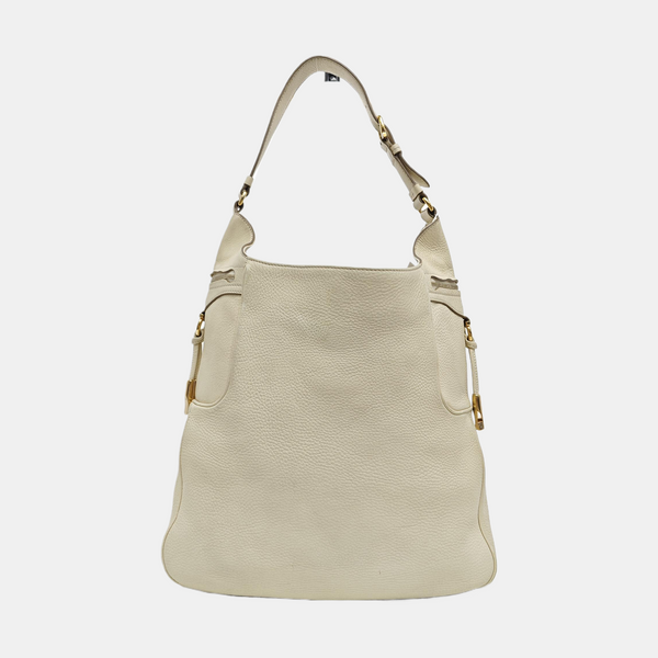 Leather Shoulder Bag White