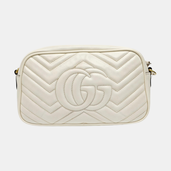 GG Marmont Small Quilted Calfskin White