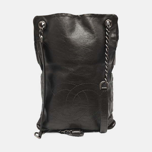 Quilted Calfskin Backpack Gray