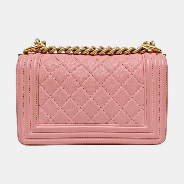 Authenticated pre-owned BOY CHANEL Small Quilted Calfskin Pink - Shoulder Bag at Looply