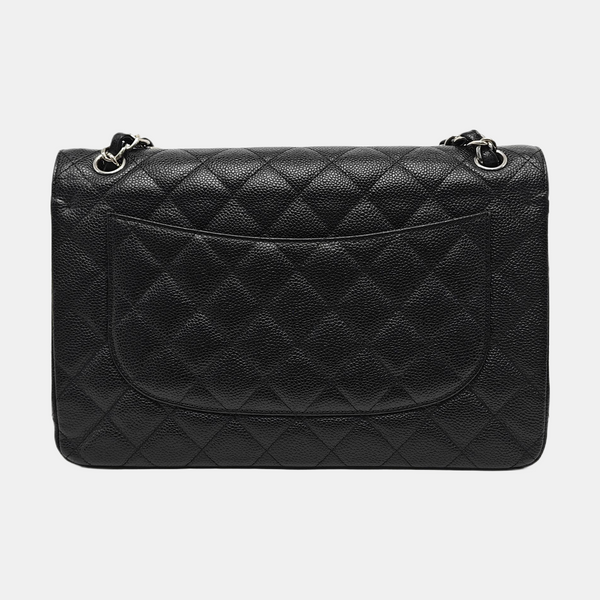 CLASSIC FLAP Jumbo Quilted Grained Calfskin Black