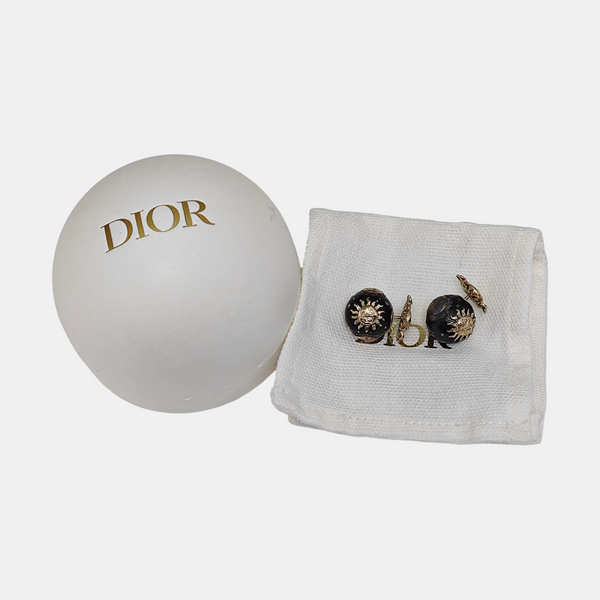 Dior Tribales Metal Black Stud Earrings
